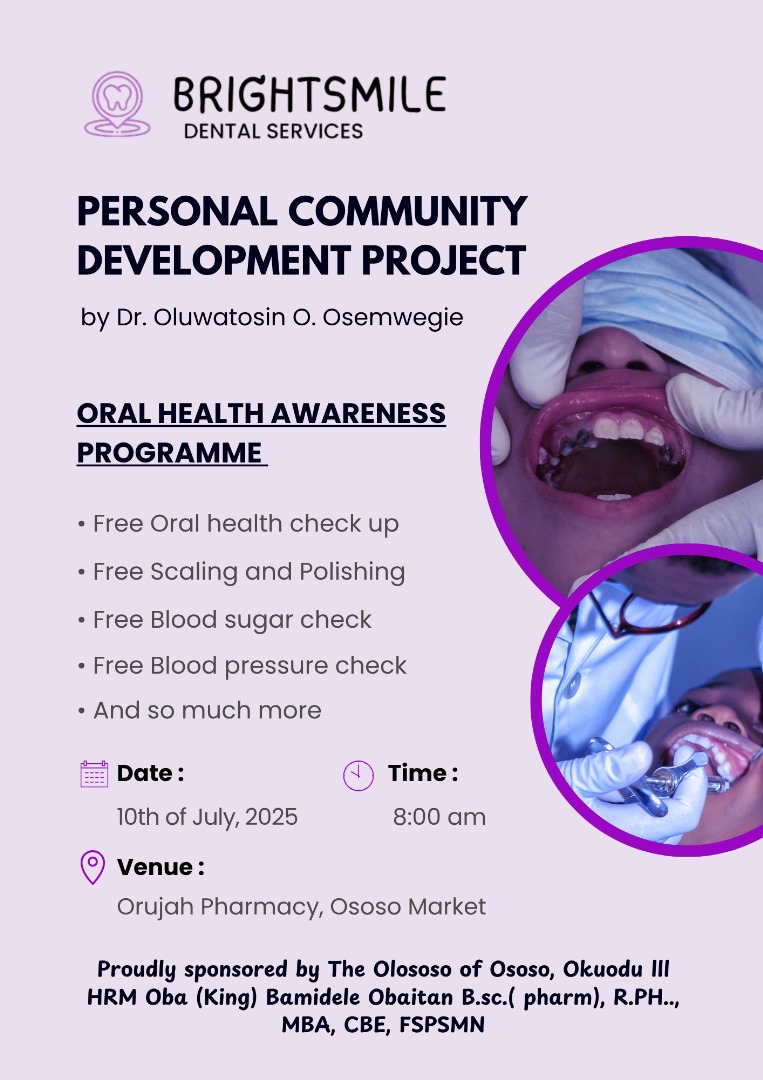 His Royal Highness Oba Bamidele Obaitan Sponsors Free Community Oral Health Programme with BrightSmile Dental Services